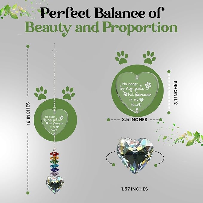 Memorial Sympathy Gift Box for Dog Loss - Pet Memorial Clear Crystal Ball Grief Suncatcher for Loved One, Thoughtful Dogs Remembrance, Rainbow Maker, Hanging Ball Prisms Gifts (Memorial Suncatcher)