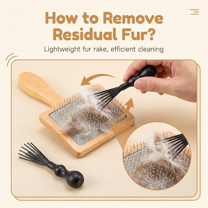 Slicker Brush for Dogs & Cats, Professional Pet Grooming Brush (Goldendoodles, Poodles, Labradoodles) Natural Beech Wood Ergonomic Handle Remove Tangles, Knots and Mats - Large