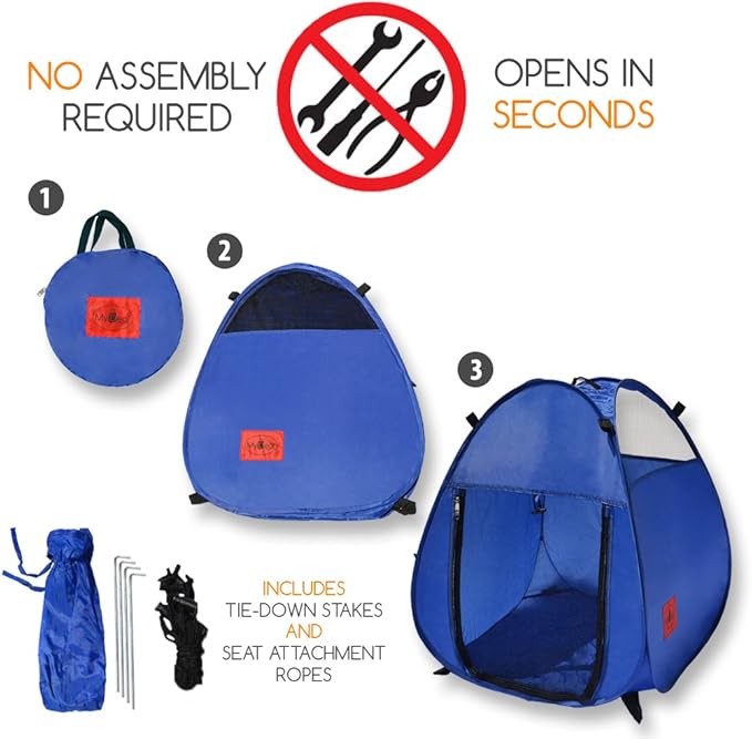 Pop Up Pet House in a Bag for Portable Play Pen or Kennel Tent with 3 Net Windows and Zipper Door for Shade, Shelter and Safety Perfect for Dog, Cat, Rabbit + More!