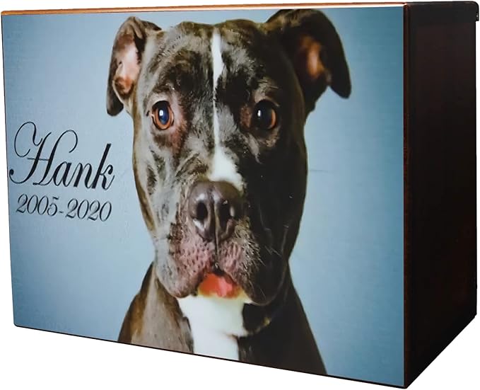 Custom Pet Keepsake Urns for Dogs, Wooden Box for Pet Ashes with Photo for Your Beloved Pets, Pet Cremation Urns as Sympathy Gifts for Pet Lovers - Small, 6" x 4" x 2.75" Pet Urns (Design 2)