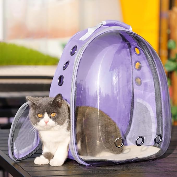 Pet Carrier Backpack Expandable for Cats and Small Dogs, Breathable Anti-Collapse Design, Airline Approved Travel Backpack for Hiking and Outdoor Use (Back Expandable-Purple)