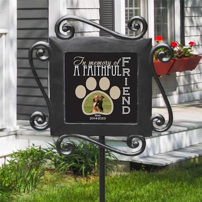 Faithful Friend Personalized Pet Memorial Garden Stake with Photo