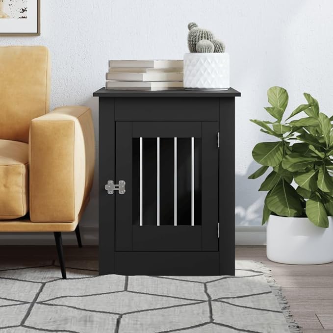 Dog Crate Furniture, Modern Dogs Kennel Indoor, Dog House Indoor, Puppy Cage Indoor Dog House, Black 21.7"x31.5"x26.8" Engineered Wood,-769