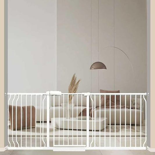 Extra Wide 76.4-81 Inch Large Baby Gates for Stairs, Doorways - No Drilling, Pressure Mounted Pet Gates for Kids & Dogs