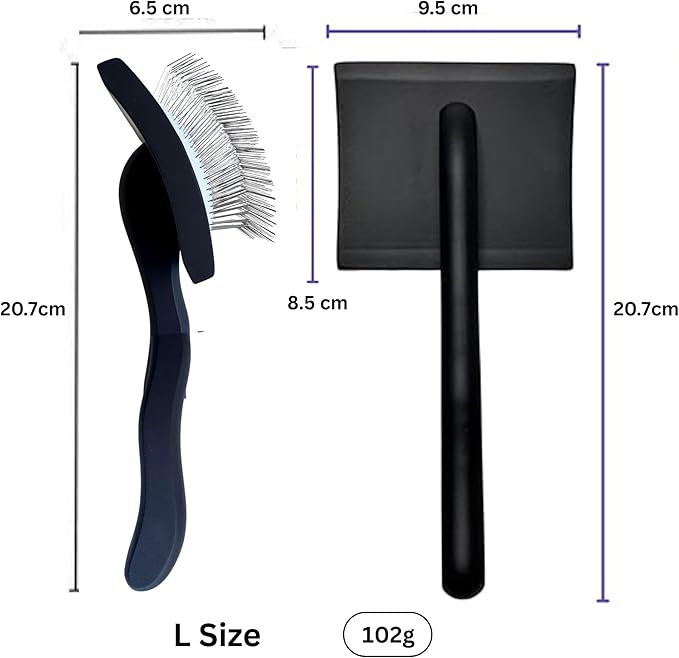 Pet Slicker Brush – Long Pin Grooming Tool for Dogs & Cats – Wooden Handle, Tangle & Shedding Remover – Black