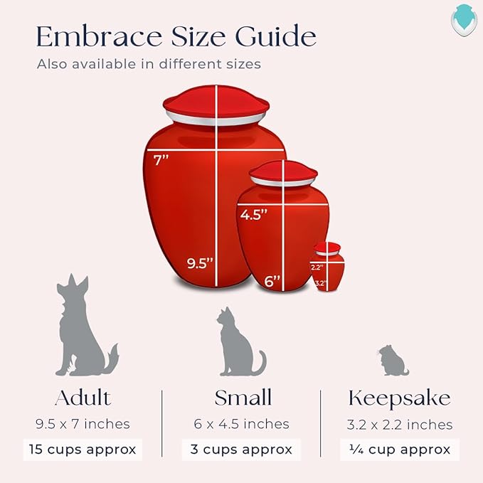Geturns Embrace Personalized Picture Urn for Small Pets I Bright Red Photo Cremation Urns for Dogs and Cats I 44 lbs