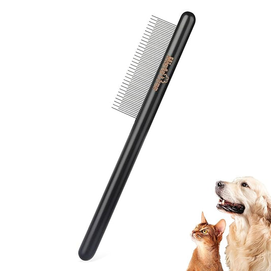 Professional Dog Comb with Wood Handle Fine Tooth Comb Metal Flea Comb Pet Grooming Tool for Dogs and Cats Remove Loose Hair Tangles Dirt Fleas