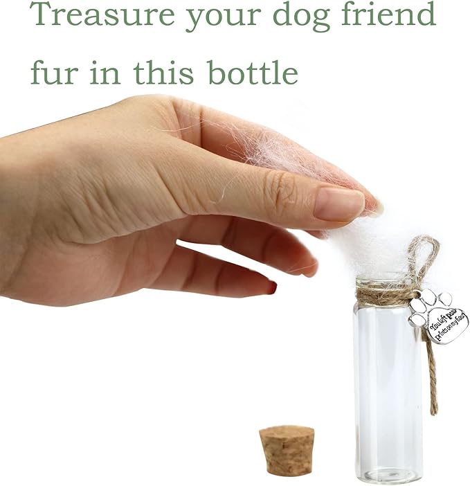 Pet Hair Memorial Bottle,Glass Vial for Ashes Or Hair Dog Or Cat Keepsake Pet Loss Gift (2pcs Bottle)