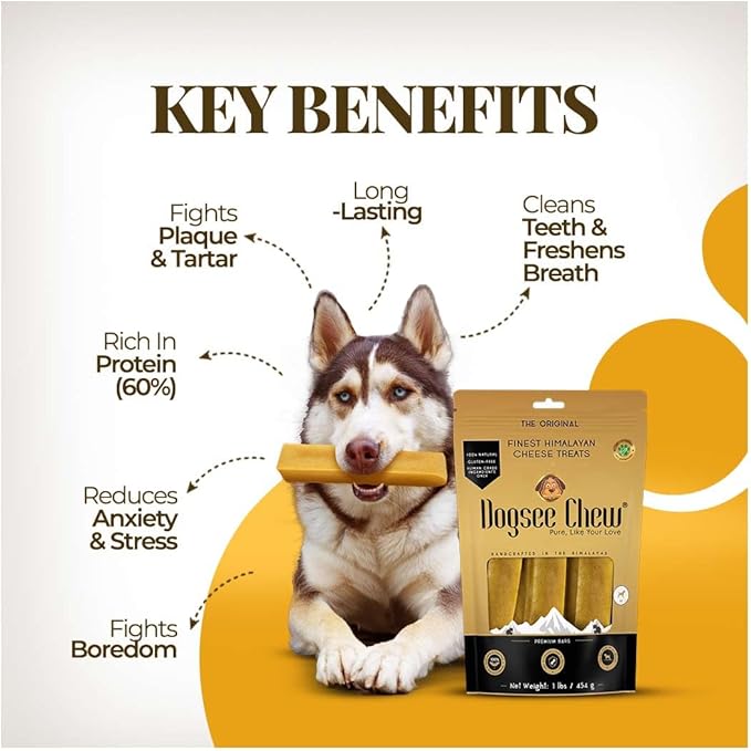 Dogsee Himalayan Yak Chews (XL - 6 Chews) | Yak Chews for Large Dogs | Dog Treats | Helps Joint Pain | Rawhide-Free