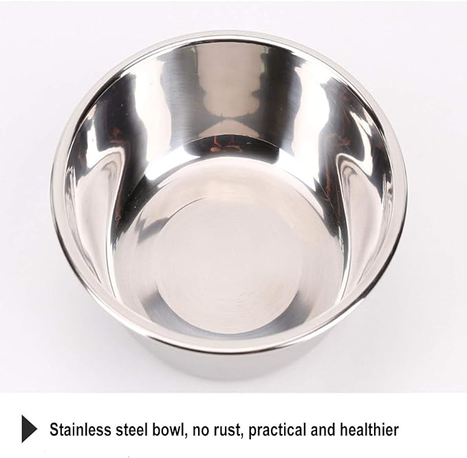 Tineer Double Pet Dog Slow Feeder Bowl,Stainless Steel Anti-Choke Puppy Food and Water Feeder for Dog Cats (White)