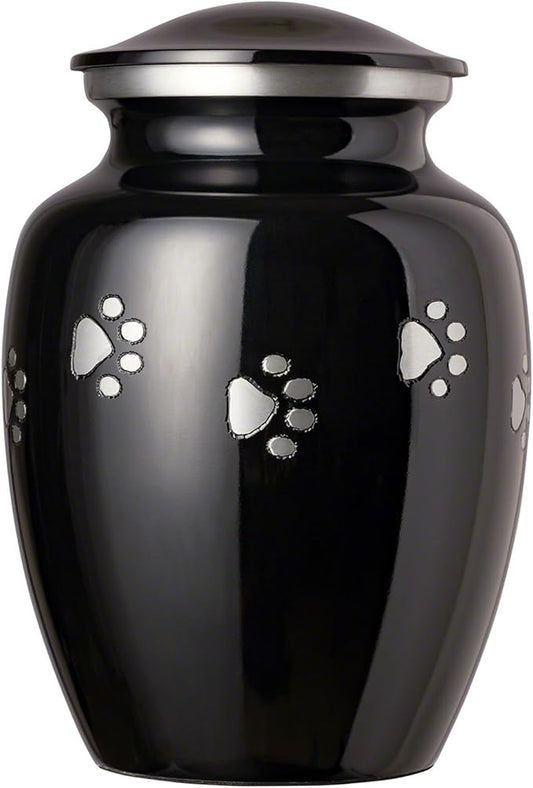 Ottillie Paws Legacy Series Pet Urn for Dogs, Handmade Aluminum Memorial Cremation Urn (X-Large - Pets up to 170 lbs, Ebony, Horizontal Pewter Paws, XL - Pets up to)