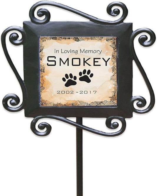 GiftsForYouNow Personalized Pet Memorial Garden Stake, in Loving Memory, 28” by 8.5”, Pet Grave Markers, Dog Memorial Gift, Wrought Iron Stake, Memorial Plaque