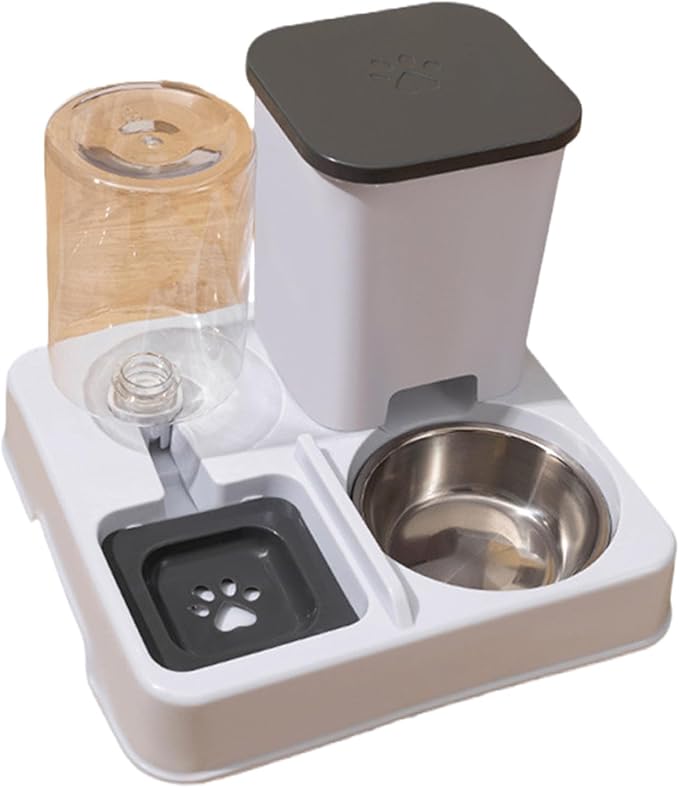 Automatic Pet Feeders and Water Dispenser, Small Pet Feeder and Waterer, with Removable Stainless Steel Bowl, for Cats & Dogs