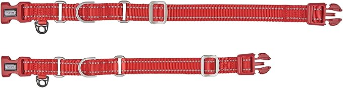 Reflective Martingale Collar for Dogs with Quick Snap Buckle Anti-Pull Nylon Safe Slip Collars for Easy Walking,Red,Large