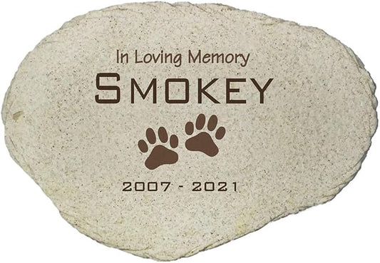 GiftsForYouNow in Loving Memory Personalized Pet Memorial Garden Stone, UV Resin Stone, Flat Design, Measures 11.25" W x 7.75" H, Paw Print Memorial, Dog Headstone, Loss of Dog