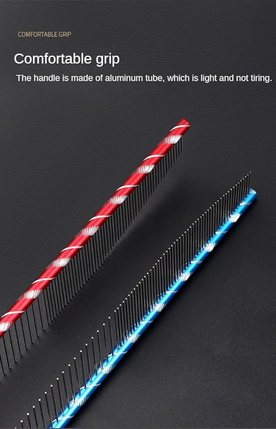 Crescent Curved Cat Dog Comb for Grooming Matting Metal Comb for Long Haired Cats Dog Grooming Combs, Goldendoodles Poodle Detangler Brush peine para perros Removes Knots & Flea