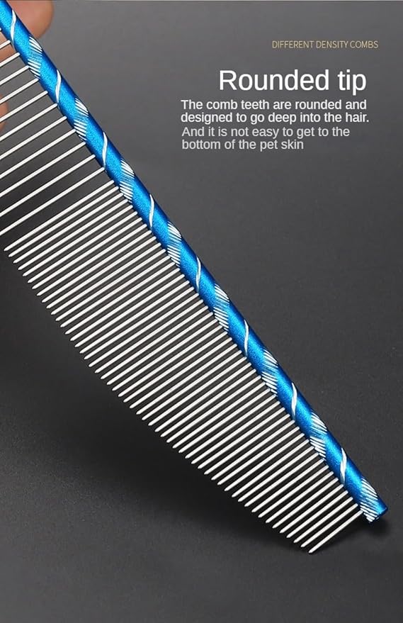 Crescent Curved Cat Dog Comb for Grooming Matting Metal Comb for Long Haired Cats Dog Grooming Combs, Goldendoodles Poodle Detangler Brush peine para perros Removes Knots & Flea