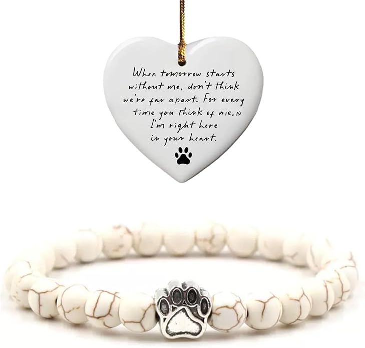 LINGYUAN Pet Memorial Gifts for Dogs Cats, Pet Memorial Bracelet, Remembrance Pet Loss Sympathy Gift for Cat Dog Lovers, Bereavement Gifts for Loss of Pet