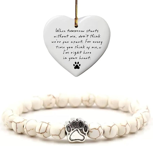 LINGYUAN Pet Memorial Gifts for Dogs Cats, Pet Memorial Bracelet, Remembrance Pet Loss Sympathy Gift for Cat Dog Lovers, Bereavement Gifts for Loss of Pet