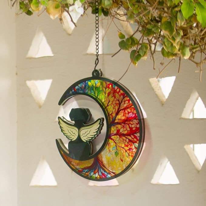 Personalized Dog Memorial Suncatcher - Rainbow Bridge Dog Remembrance Gift with Name Pen, Loss of Dog Sympathy Gift, Pet Bereavement Angel Wings Window Hanging Keepsake