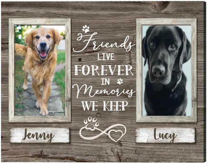 Benicee Shop Pet Memorial Gifts, Sympathy Gifts For Pet Loss, Double Picture Canvas Frame, Gift For 2 Pets