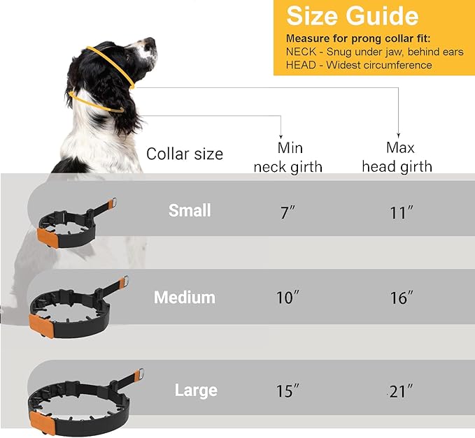 SVD.PET Dog Prong Collar for No-Pull Training, Quick-Release Buckle Adjustable Pinch Collar for Small Medium Large Dogs (White, Medium Size)