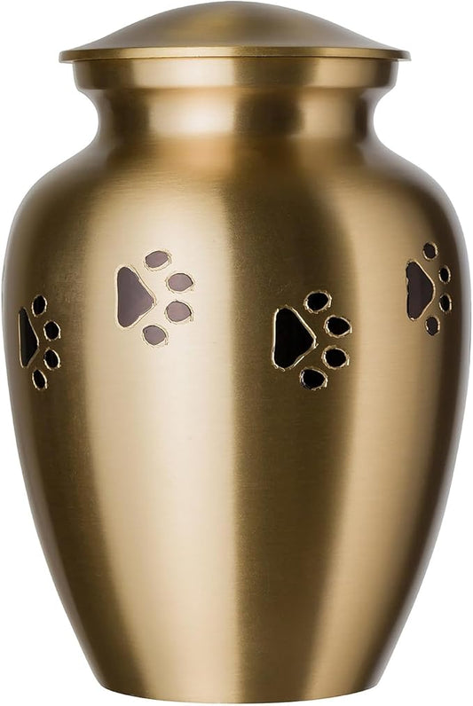 Ottillie Paws Legacy Series Pet Urn for Dogs, Handmade Brass Memorial Cremation Urn (Medium - Pets up to 65 lbs, Brass, Horizontal, Ebony)