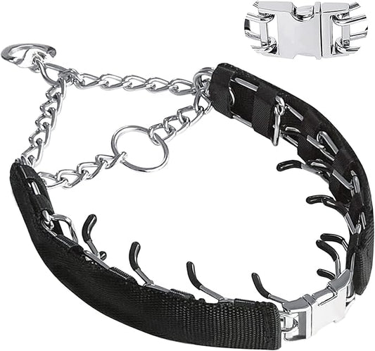 Dog Chain Collar, with Design Safety Buckle, Stainless Steel Durable Chewy for Small Medium Large Dog (Medium/Large (18-23" Neck, 3.0mm), Black)