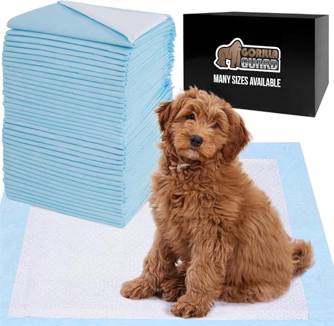 Gorilla Guard Disposable Puppy Pads, 100 Count 22x22 in, 5 Layer Pee Pads for Dogs, Absorbent Diaper Changing Pad, Dog Potty Training Supplies, Quick Dry Pet Housebreaking Essentials for Puppies