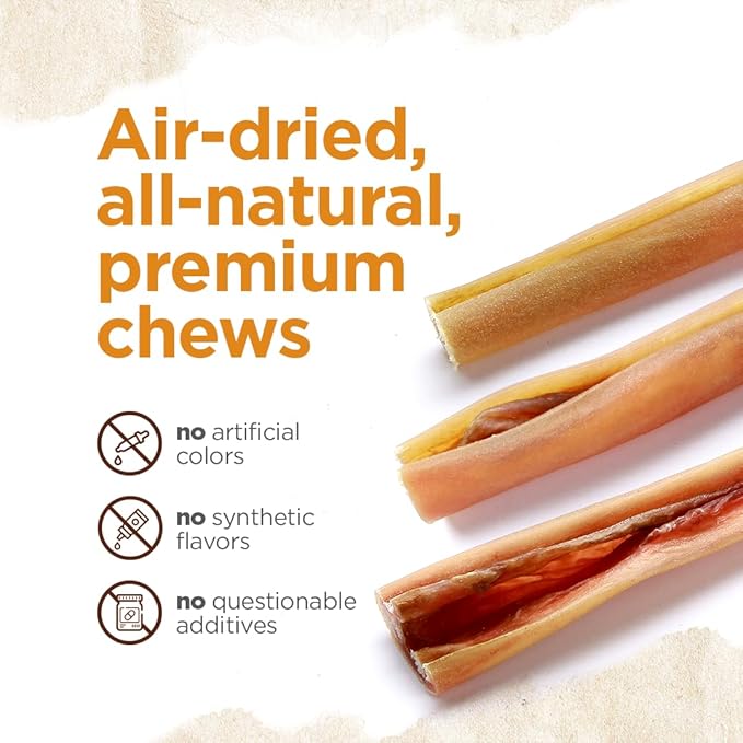 Natural Farm Bully Cheek Stick, 5-6 Inch (15 Pack)- Best Bully Stick Alternative, 100% Natural Beef Cheeks for Dogs- High Protein, Cleans Teeth Treats, Long Lasting Beef Chews for All Dog Sizes