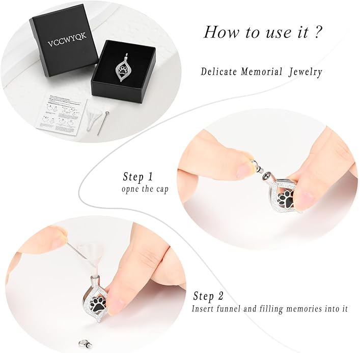Cremation Jewelry for Ashes The Eye of My Heart Urn Necklace Keepsake with Dog/Cat Paw Memorial Urn Jewelry Stainless Steel Necklace Memorial for Pet Gift for Men Women