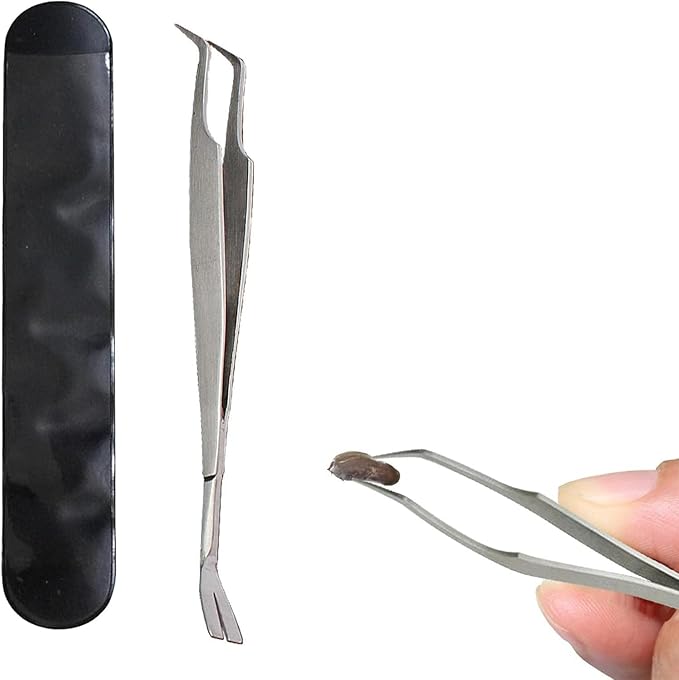 1Pc Silver 2 in 1 Tick Removal Tool for Pets,Stainless Steel Professional Tick Tweezers Ticks Remover for Dogs, Cats and Humans,Flea and Tick Control,Tick Remover Tools Flea and Tick Control