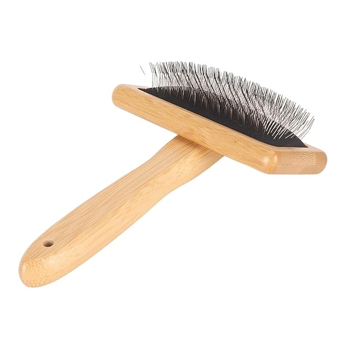 Macrame Slicker Comb with Hole Cushion Finely Polished Bamboo Cleaning Slicker Brush for Pet Tapestry Work Fast and Save Time (Large Size 10.2 X 13.8in)