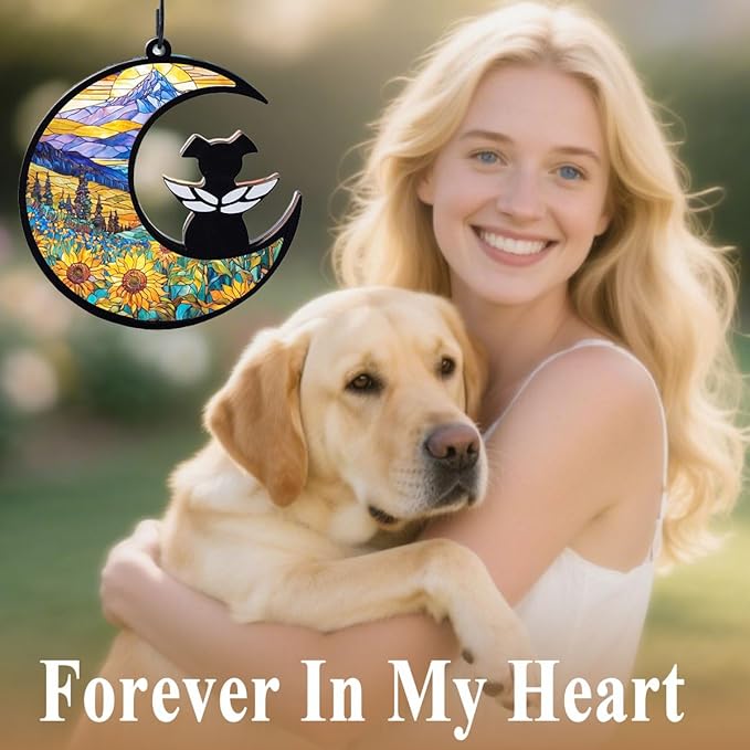 Dog Memorial Suncatcher, Loss of Dog Sympathy Gift for Pet Lovers, Cats Remembrance Ornament, Pet Memorial Gifts, Sunflower