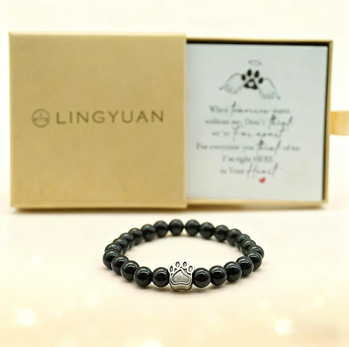 LINGYUAN Pet Memorial Gifts for Dogs Cats, Pet Memorial Bracelet, Remembrance Pet Loss Sympathy Gift for Cat Dog Lovers, Bereavement Gifts for Loss of Pet