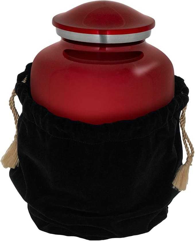 Homage Large Custom Photo Pet Cremation Urn for Pet Ashes - Vase Style Pet Urn - 200 Cubic Inch Capacity -Personalization Included (Crimson)
