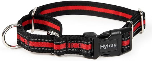 Hyhug Reflective Martingale Dog Collar with Buckle: Escape-Proof, No Slip Heavy Duty Nylon, Colorfast Adjustable Pet Supplies for Small Breeds(Reflective Red, Extra Small)