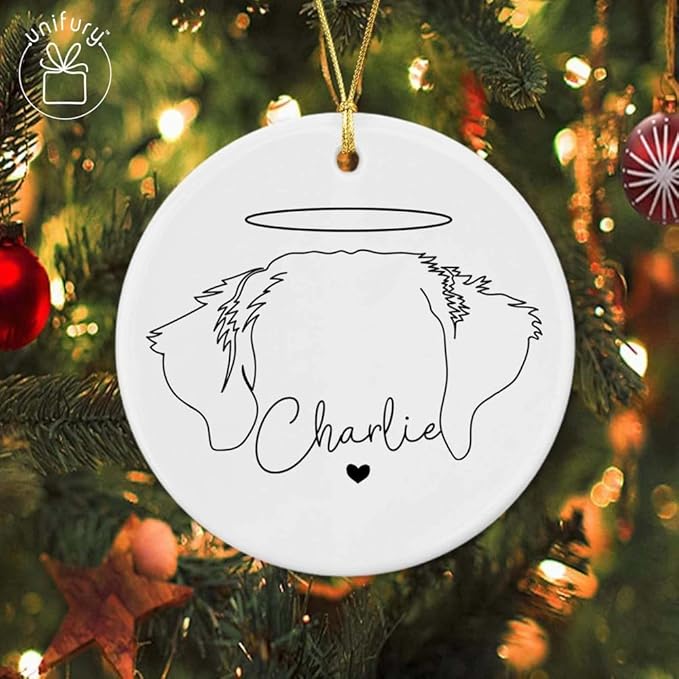 Unifury Custom Dog Memorial Ornament, Personalized Pet Loss Gift - Dog Ears