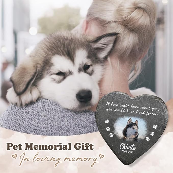 Heart Shaped Dog Memorial Gifts for Loss of Dog - Cat Memorial - Personalized Pet Memorial Stone - Dog Sympathy Gift - Pet Memorial Garden Decor