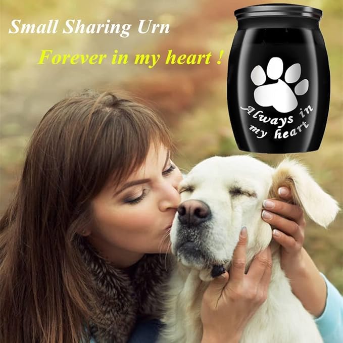 Small Keepsake Urns for Pet Ashes, 1.58 Inch Mini Cremation Urns for Ash with Paw Pattern,Stainless Steel Decorative Memorial Mini Funeral Urn for Ashes (Silver+Black, 1.58inch, Paw-2 Pack)