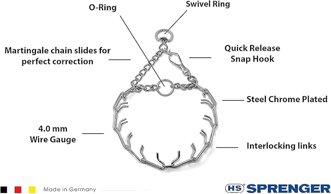 Herm Sprenger Prong Dog Training Collar with Quick Release Buckle Ultra-Plus Chrome Plated Steel Pet Pinch Collar No-Pull Collar for Dogs Anti Pull Training Collar Made in Germany 4mm x 25in XL