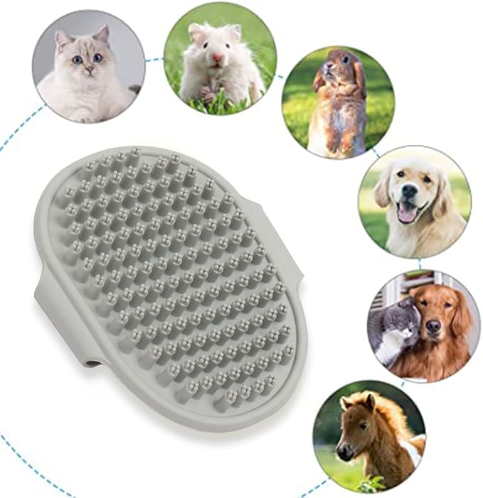 Upgraded Dog Grooming Brush, Pet Shampoo Bath Brushes with Adjustable Handle for Massage Shedding Long Short Haired Large Medium Small Dogs Puppy Cats (Grey 1PC)