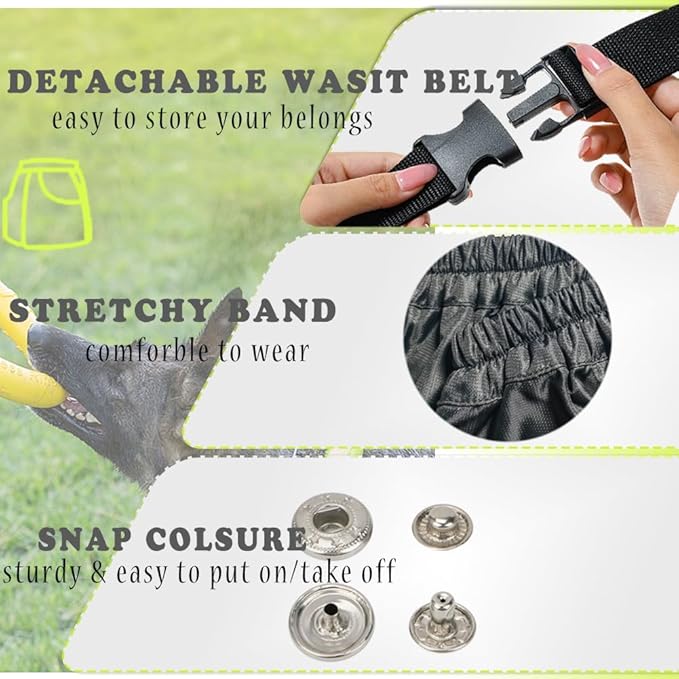 Dog Trainer Apron for Men Women with Big and Deep Pockets, Pet Handler Treat Waist Pouch for Holding Dog Stug Toy, Training Dummies, Rope (Green-XL)