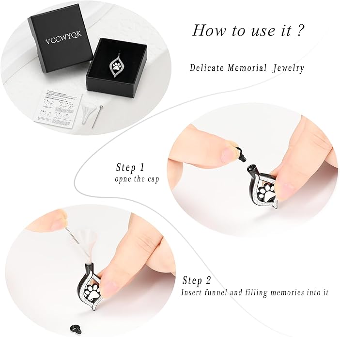 Cremation Jewelry for Ashes The Eye of My Heart Urn Necklace Keepsake with Dog/Cat Paw Memorial Urn Jewelry Stainless Steel Necklace Memorial for Pet Gift for Men Women