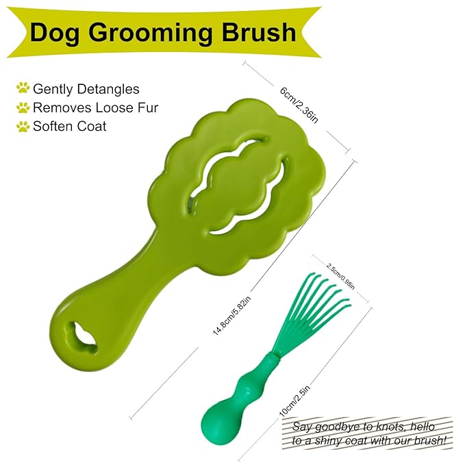Cloud-Shaped Soft Bristle Puppy Brush for Small Dogs - Yorkie, Shih Tzu, Maltese, and Toy Poodles Grooming Tool with Detachable Lint Comb and Gift Box （Green）