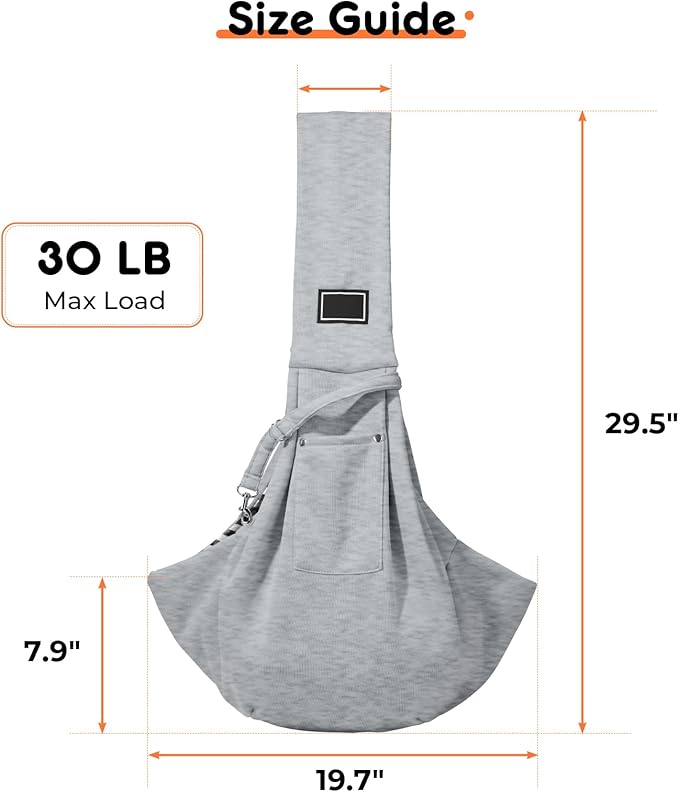 Sling Carrier for Small Pets, Hands Free Cat Sling, Reducing Back Neck Pain Anti-Anxiety Dog Front, Adjustable Soft Dog Carrying