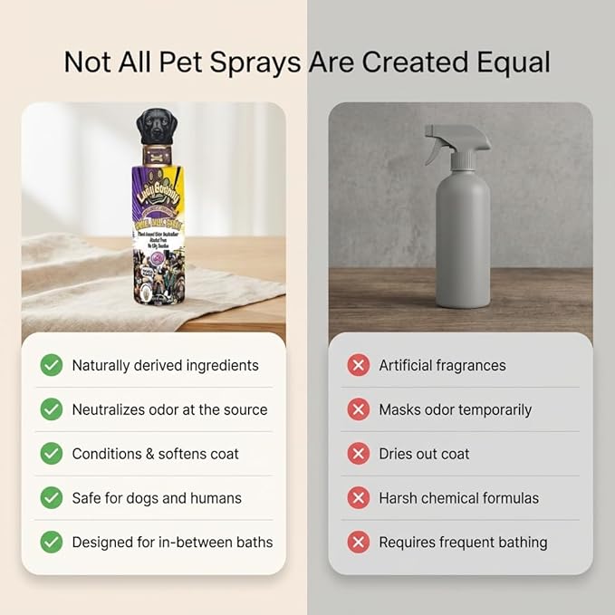 Dog Deodorizing Spray – Natural Grooming Mist for Dogs – Long-Lasting Fresh Scents – Alcohol-Free, Moisturizing, Detangling – Smell-Good Coat Spray