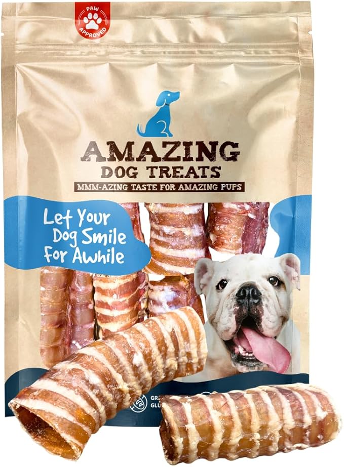 Amazing Dog Treats - 3-4 Inch Beef Trachea Rings (50 pcs/pck) -Premium Dog Chews- Great for Small Size Dogs - Excellent Source of Glucosamine and Chondroitin - Trachea Dog Chews…