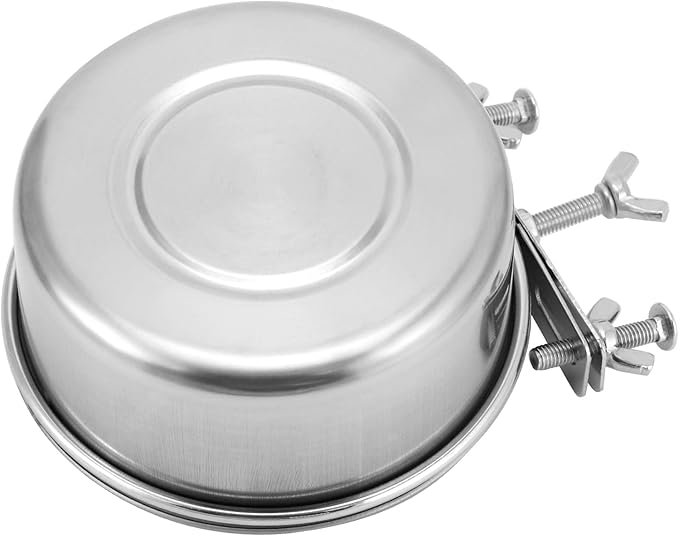 QWORK Kennel Water Bowl, 2 Pcs, Stainless Steel, Rust Resistant, Wide-Mouth Design, Twist On/Off Mounting