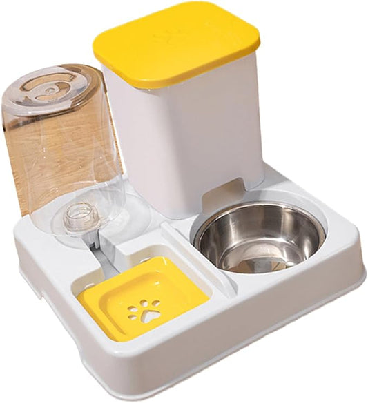 Automatic Pet Feeders and Water Dispenser, Small Pet Feeder and Waterer, with Removable Stainless Steel Bowl, for Cats & Dogs
